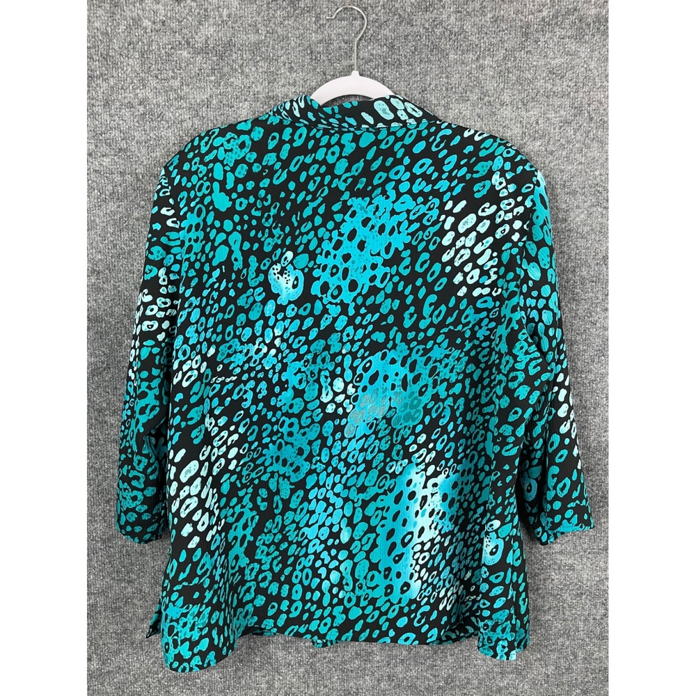 Kim Rogers Blouse Woman 3X Teal Black Excellent Animal Print 3/4 Sleeve Top - Picture 11 of 11
